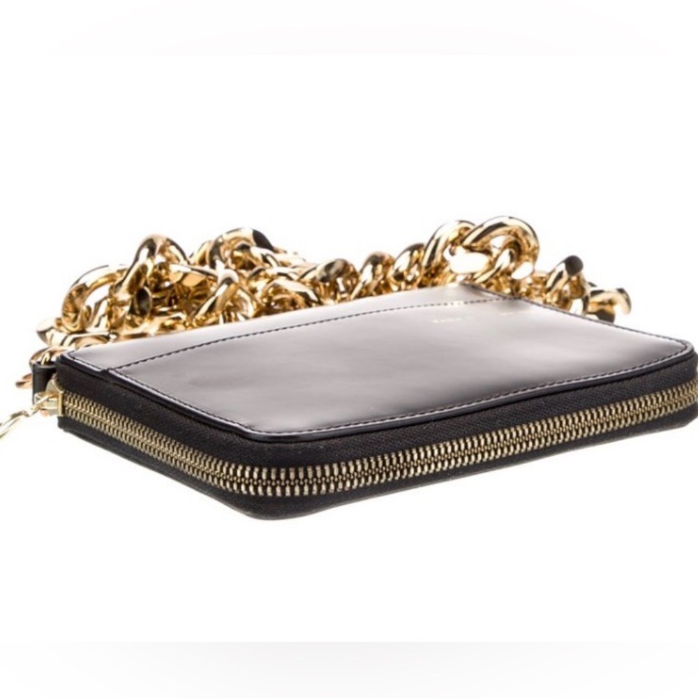 Kara LARGE Black Leather Shoulder crossbody Bag with Gold Chain - Picture 2 of 4